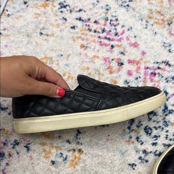 Steve Madden Black Quilted Slip-On Shoes - Picture 2 of 5